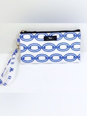 Scout Bags Kate Wristlet Blue and White Mary Chain Link